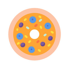 Abstract donut vector illustration with blueberries and sprinkles