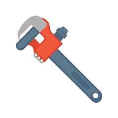 Adjustable pipe wrench illustration on White Background in flat style