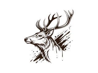 deer head logo silhouette vector design