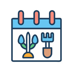 Fototapeta premium Calendar icon with planting and gardening theme elements