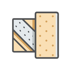 Two abstract crackers arranged in a stylized food display