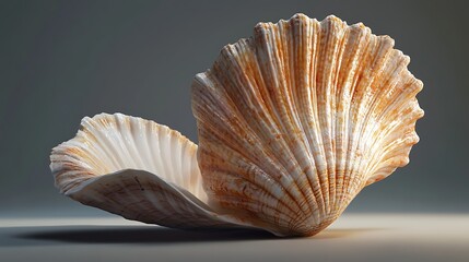 Detailed view of a seashell showcasing natural textures and patterns