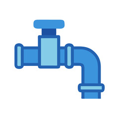 Illustration of a blue faucet on a White Background