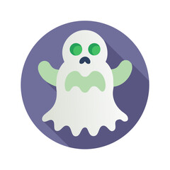 Simple ghost icon for Halloween in cartoon flat style