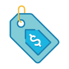 Illustration of a blue price tag with dollar symbol