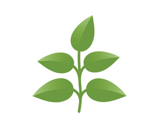 Green plant with five leaves illustration in green colors. Spring, planting and nature design element. Isolated vector image