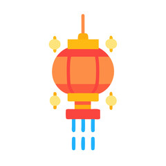 Festive red and orange Chinese lantern illustration on black