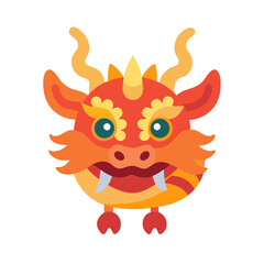 A whimsical, flat illustration of a friendly Chinese dragon