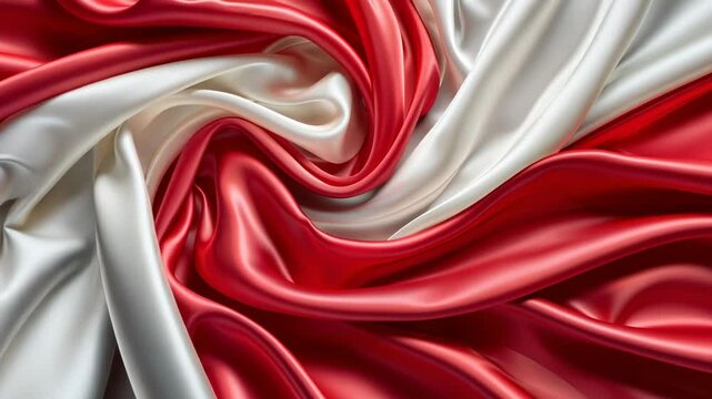 Swirling Red and White Silk Fabric Texture