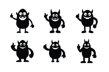 happy cartoon monster with oversized hands giving