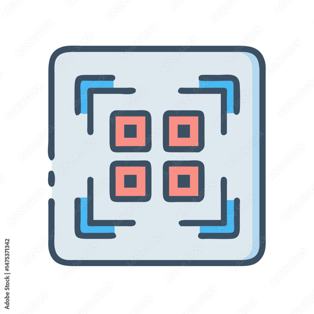 Poster stylish square icon representing data matrix or qr code