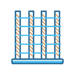 Abstract blue structure with brown elements on White backdrop