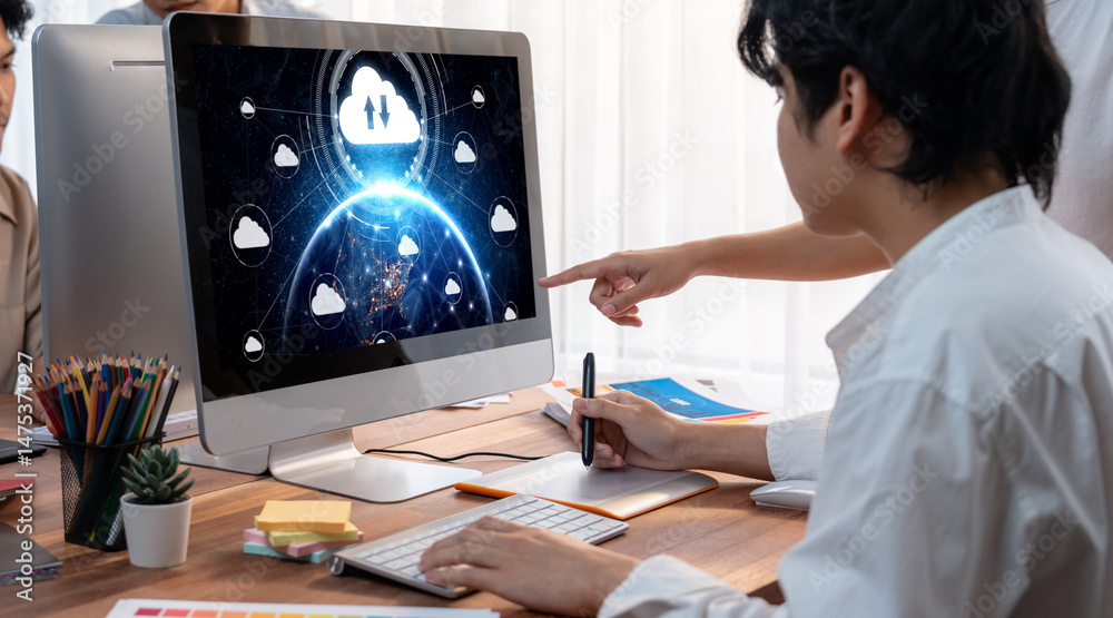 Poster Cloud computing software for brisk remote work and personal data storage