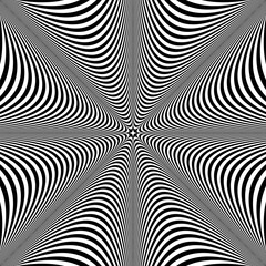 3D Illusion in Abstract Op Art Wavy Lines Pattern. 