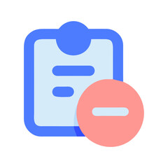 Simple clipboard icon with red remove symbol on top