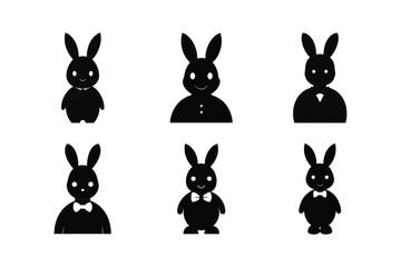 vector set of rabbits silhouettes