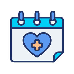 Obraz premium Calendar with Heart and Cross for Medical Appointment Reminder