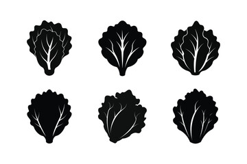 set of leaves silhouettes