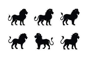  lion  silhouettes vector