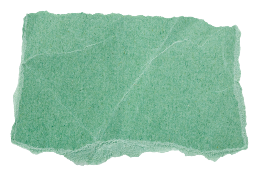Textured teal green paper fragment isolated element for scrapbooking