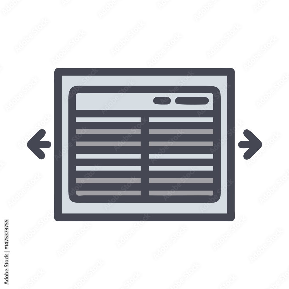 Poster scrolling data table ui element with navigation arrows