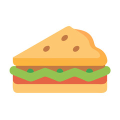 Illustration of a sandwich with green lettuce and tomatoes