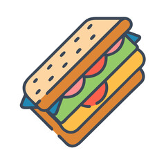 Cartoon Sandwich Illustration on Black Background for Stock Images
