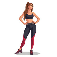 Fototapeta premium Women wearing gym suit and exercise in a gym vector illustration background isolated white 