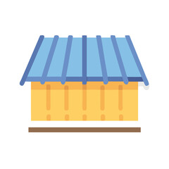 Simple yellow storage house with blue roof illustration design