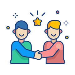 Fototapeta premium Successful business handshake vector icon representing cooperation and agreement