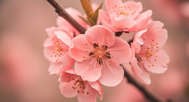 Spring flowers background in peach fuzz color.