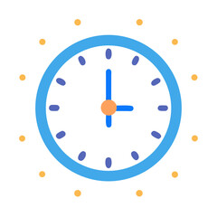 Stylized clock illustration showing a specific time on display