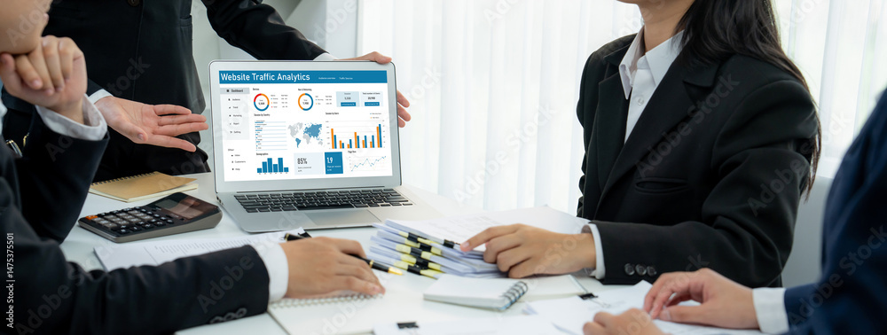  computer software for website traffic analytics data on computer screen. concept of seo search engin