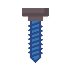 Isolated blue screw on White Background simple illustration