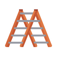 Isolated orange step ladder with grey rungs on White Background