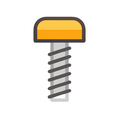 Isolated screw illustration with gray and yellow tones flat