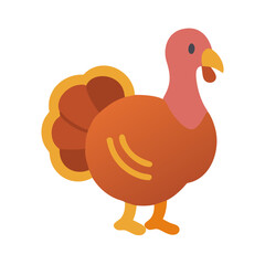 Isolated Thanksgiving turkey in flat design with solid colors