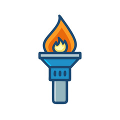 Stylized torch icon with flame on a White Background