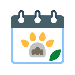 Calendar Icon with paw print and nature element