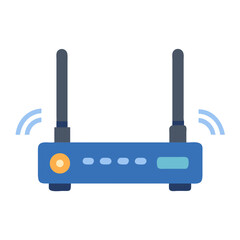 Wireless Router on White Background with Antenna and Lights
