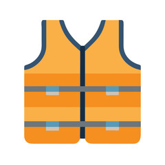 Isolated orange life vest on a White Background icon