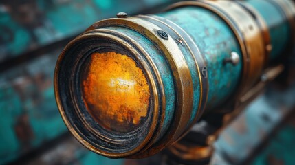 Obraz premium Exploring vintage telescope lens coastal observatory environment artistic perspective