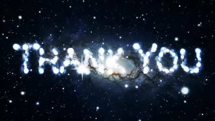 Showing Thank You Text in Space Background Animation with Stars - Powered by Adobe