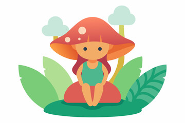 little girl with a mushroom