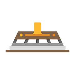 Abstract conveyor belt structure with yellow pillar on White Background