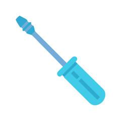 Isolated blue screwdriver tool illustration on a White Background