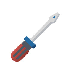 Flat design of a red and blue handled screwdriver