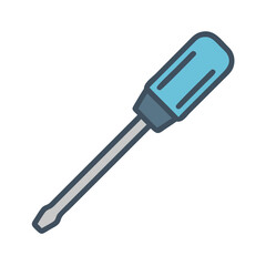 Blue handled screwdriver illustration for repair and assembly tasks