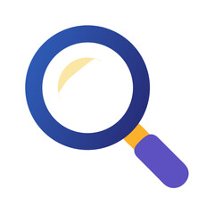 Modern blue and purple magnifying glass on White Background