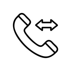 Outline graphic of a telephone receiver with a left right arrow symbol placed to the right side of it
